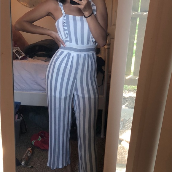 blue and white striped jumpsuit - Picture 3 of 5